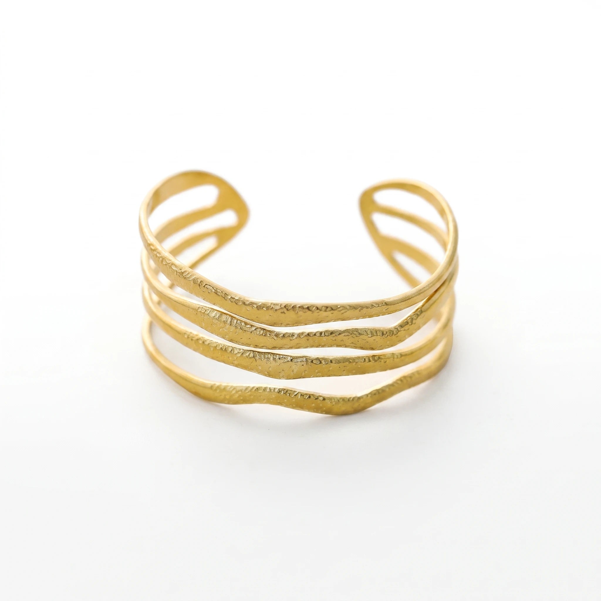 QIAOREN 14094 Stainless Steel Wave Cuff Bracelet Adjustable Waterproof Hypoallergenic Minimalist Jewelry OEM ODM