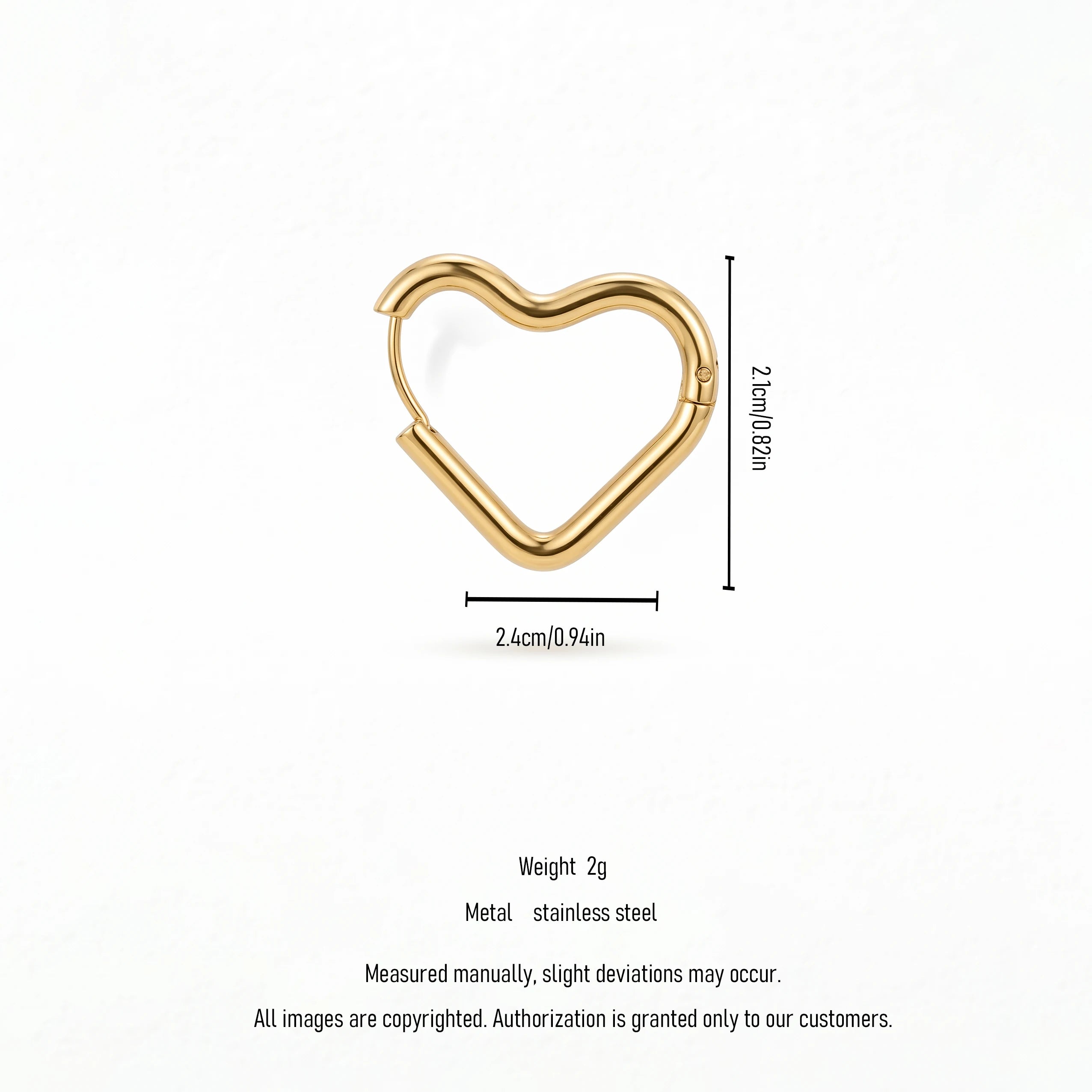 QIAOREN 12595 Smooth Thick Tube Hollow Heart Huggie Hoop Earrings PVD 18K Gold Stainless Steel Hypoallergenic Love Ear Buckle