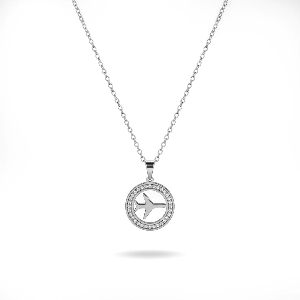 QIAOREN11926 Trendy Wanderlust Airplane Necklace Stainless Steel 18K Gold Plated Aircraft Pendant Travel Jewelry Women US EU