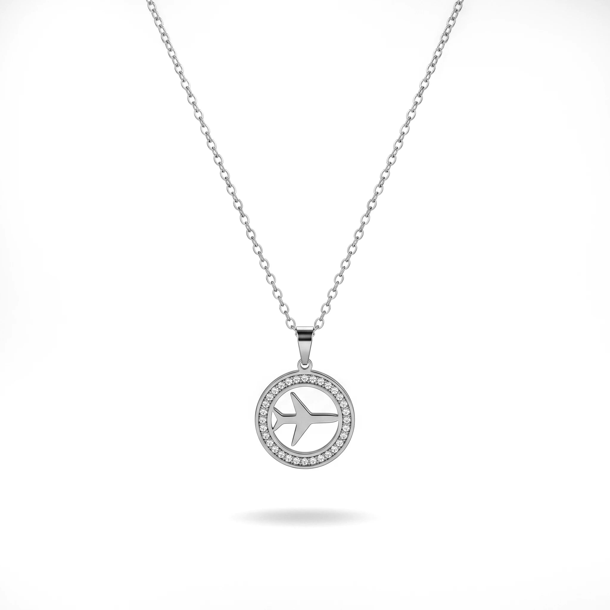 QIAOREN11926 Trendy Wanderlust Airplane Necklace Stainless Steel 18K Gold Plated Aircraft Pendant Travel Jewelry Women US EU