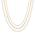 QIAOREN 11623 Tarnish Free 18K Gold Stainless Steel 3 Layered Waist Chain Pearl Beaded Body Chain for Women