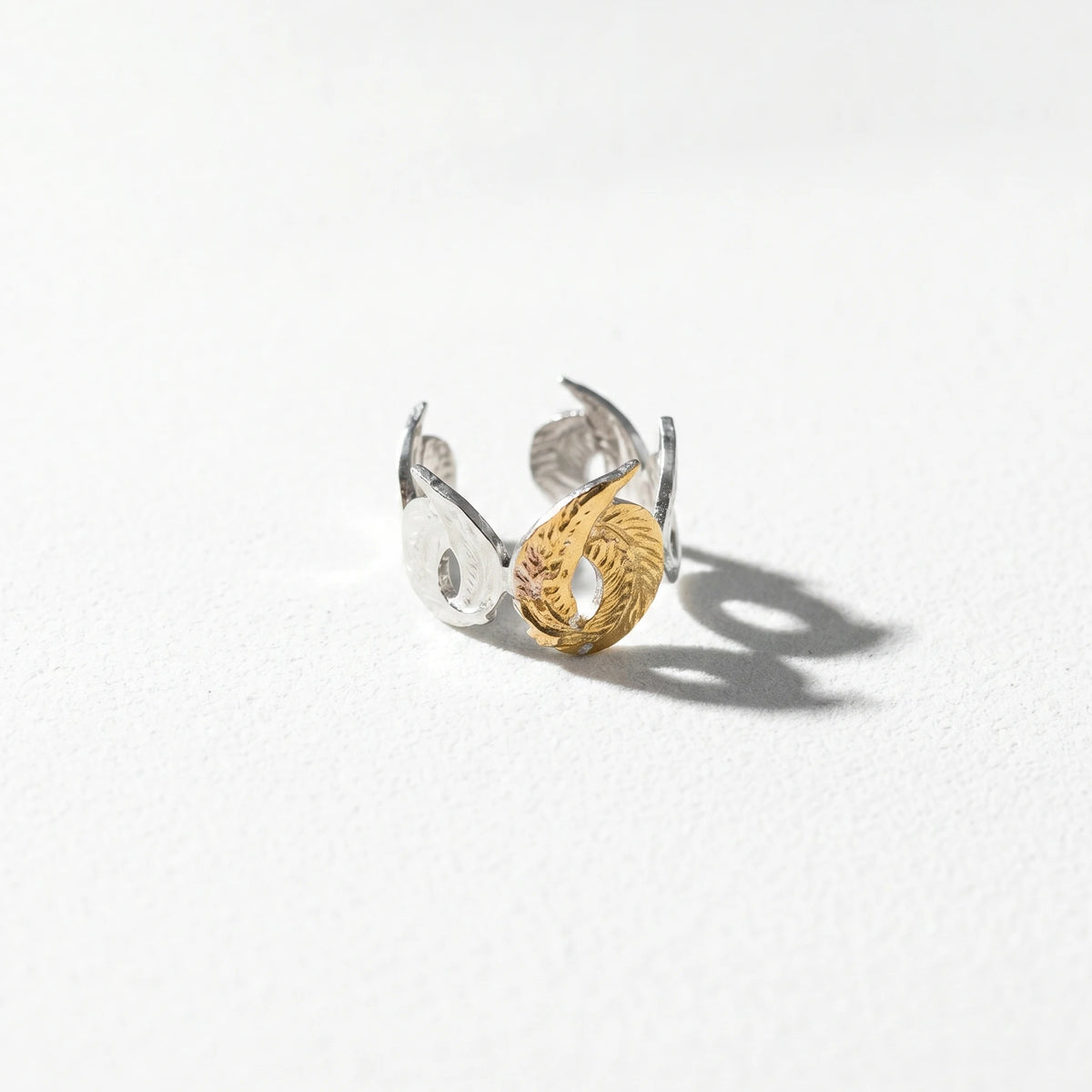QIAOREN 12929-32 18K Gold Plated 316L Stainless Steel Two Tone Snake Star Adjustable Rings Set Tarnish Free Waterproof Jewelry