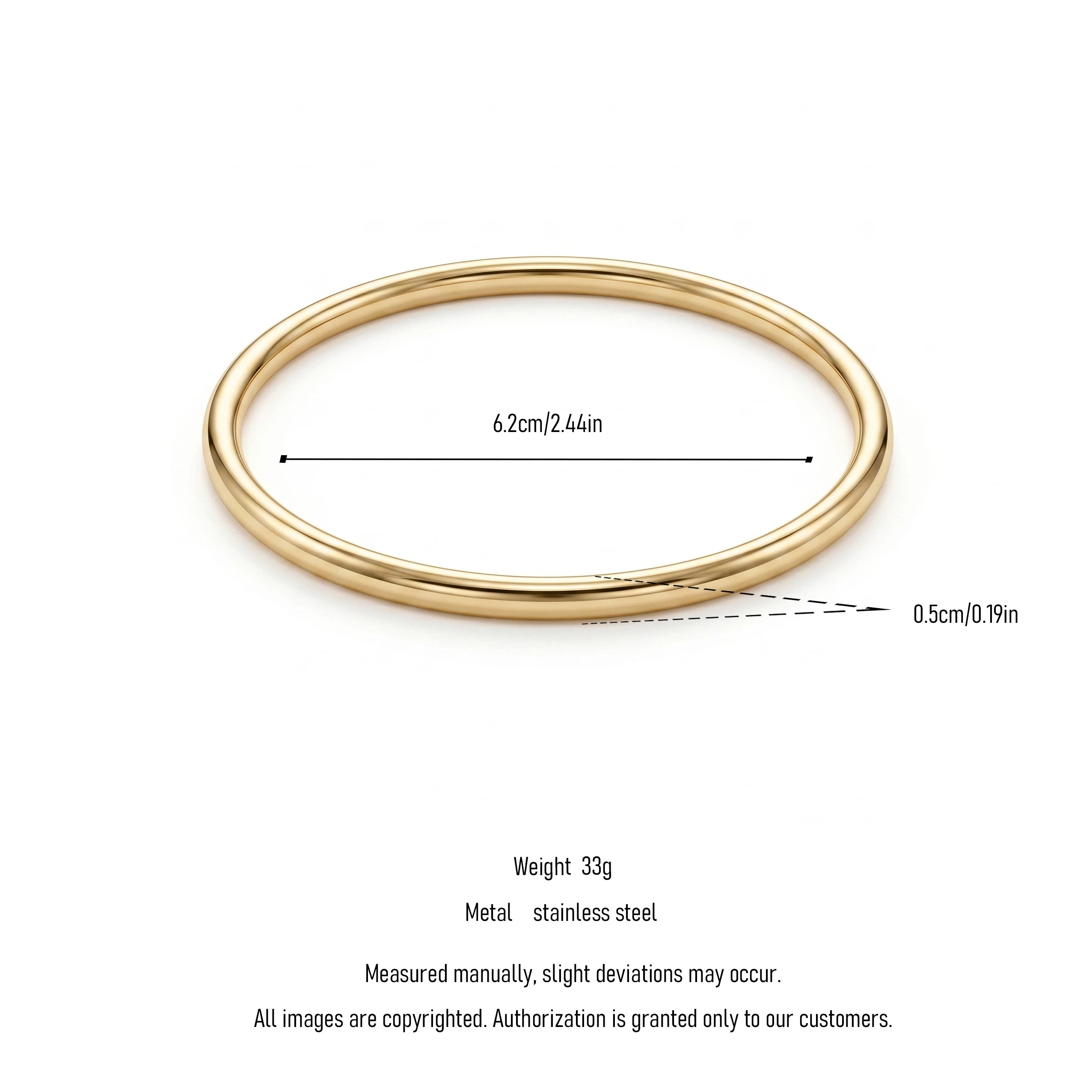 QIAOREN 12782 Stainless Steel Thick Polished Gold Round Bangle Plain Solid Minimal Stack Wrist Bracelet for Women