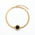 QIAOREN 11045 Luxury Gold Roman Numeral Anklet Stainless Steel Waterproof Snake Chain Beach Jewelry for Women