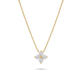 QIAOREN 13167 Gold Plated CZ Flower Pendant Necklace Stainless Steel Dainty Floral Necklace Everyday Jewelry for Women