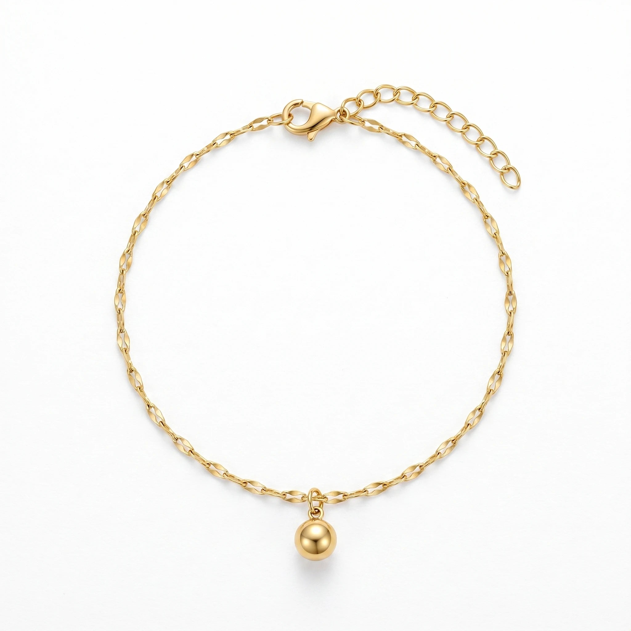 QIAOREN 11089 Stainless Steel Anklet for Women, Minimalist Ball Charm Link Chain ,Waterproof Summer Beach Jewelry Daily Wear