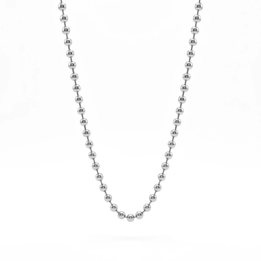 QIAOREN 11845 Minimalist Chunky Gold Bead Chain Choker 18K Gold Stainless Steel Sleek Polished Everyday Wear Layering Jewelry