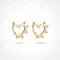 QIAOREN 13041 Edgy Spike Heart Huggie Hoop Earrings 18K Gold Stainless Steel Gothic Y2K Punk Rivet Heart Small Hoop Earring
