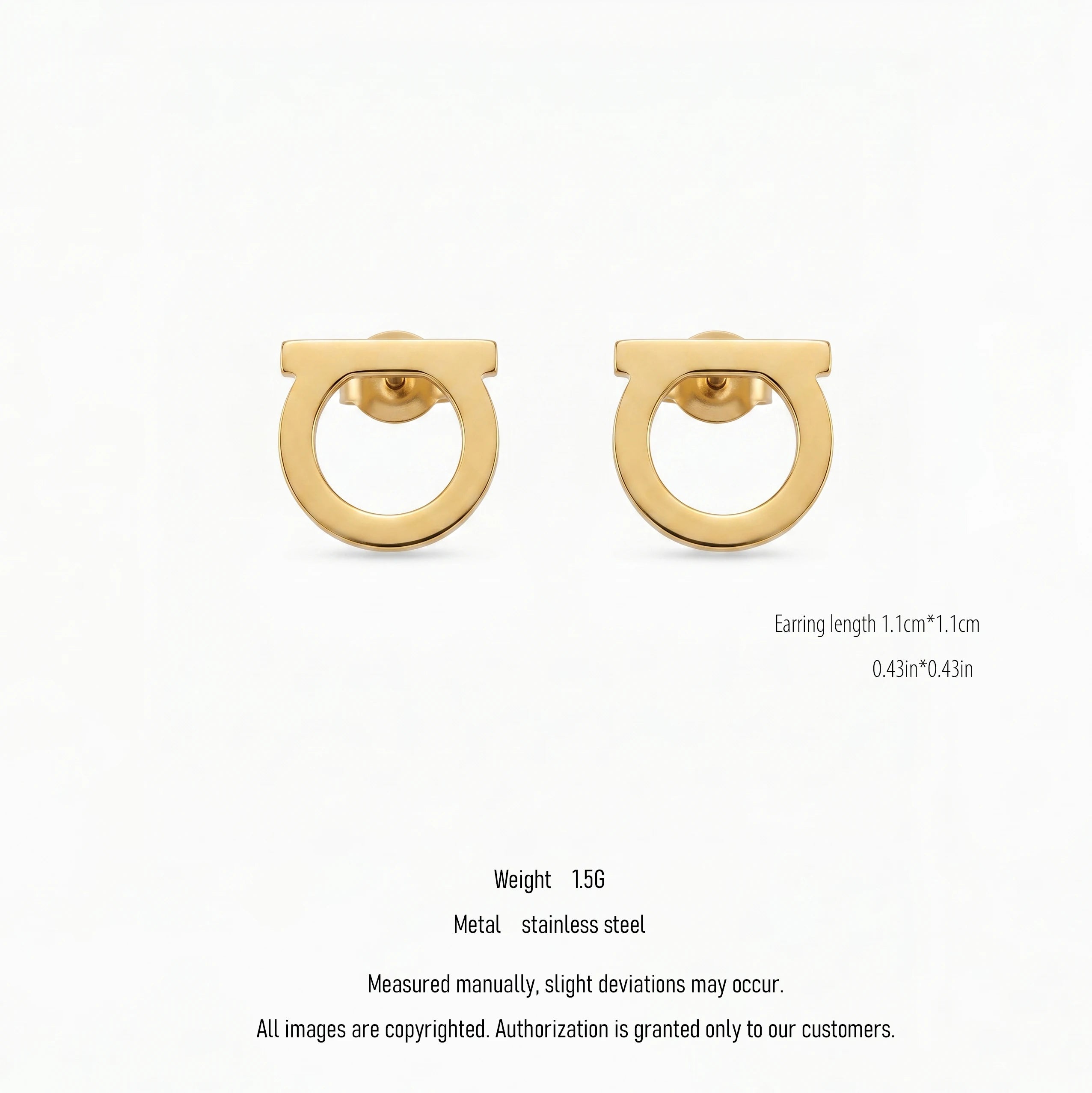 QIAOREN 10637 Anti Tarnish Stainless Steel D Shape Stud Earrings Gold Plated for Women