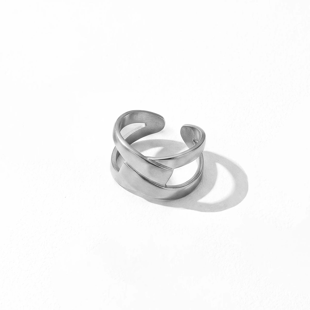 QIAOREN 5Pcs 18K Gold Plated Stainless Steel Adjustable Open Ring Set Spiral Wave Stackable Statement Rings for Women