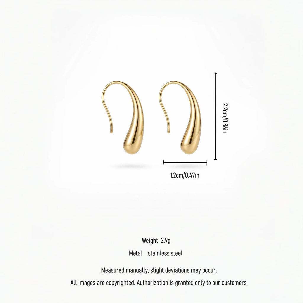 QIAOREN 12510 Tarnish Free Waterproof Teardrop Earrings Gold Stainless Steel  Earrings Women US EU