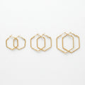 QIAOREN 12307 Gold Plated Hexagon Hoop Earrings for Women Stainless Steel Geometric Minimalist Fashion Jewelry