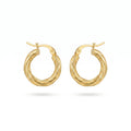 QIAOREN 12387 Twisted Texture Gold Huggie Hoop Earrings Waterproof Stainless Steel 18K PVD Plated Minimalist Daily Jewelry