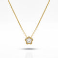 QIAOREN 13542 Dainty Single Star Zircon Pendant Necklace with Beaded Border Frame, Thin Gold Cable Chain