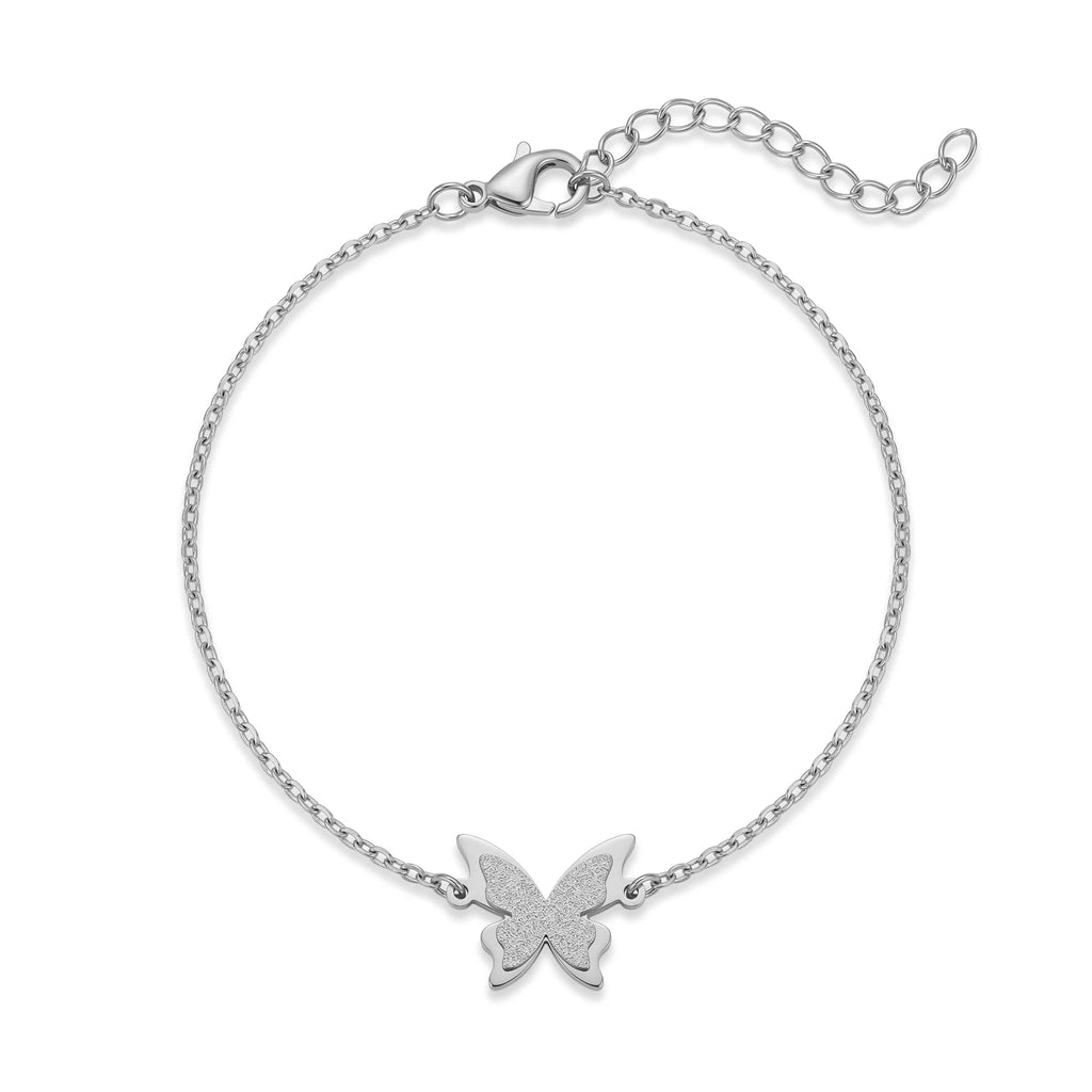 QIAOREN 11948 Waterproof Tarnish Free Stainless Steel Geometric Butterfly Bracelet 18K Gold Plated Minimalist Jewelry Women US