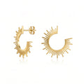 QIAOREN 10837 Adjustable Stainless Steel Sunburst Earrings Gold Plated Minimalist Boho Design