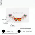 QIAOREN 14514 Waterproof Stainless Steel Heart Stud Earrings Colorful Enamel Heart Earrings Hypoallergenic Jewelry for Women