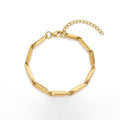 QIAOREN 11439 Sleek Minimalist Twisted Bar Link Bracelet 18K Gold Plated Stainless Steel Daily Wear Jewelry