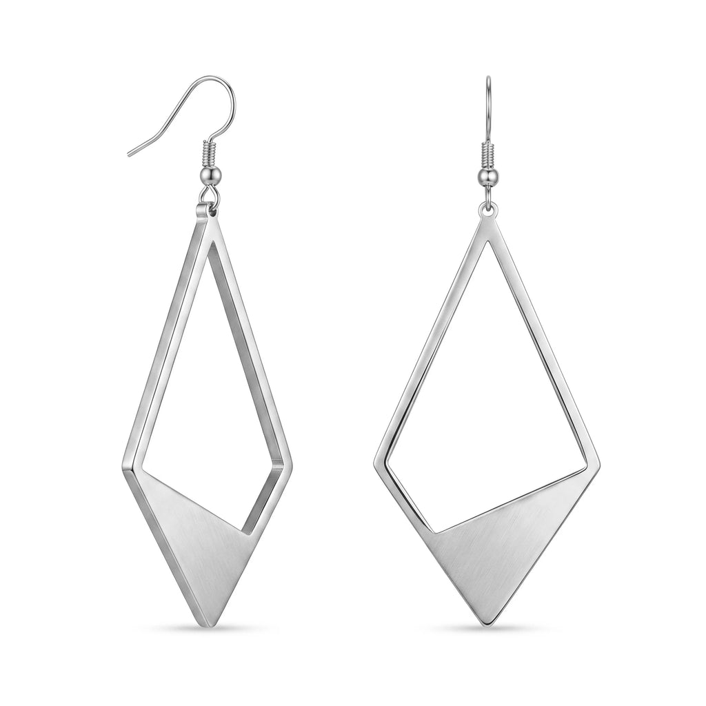 QIAOREN 10937 Hypoallergenic Stainless Steel Geometric Women's Earrings 18K Gold Plated Waterproof Tarnish Resistant Pendant