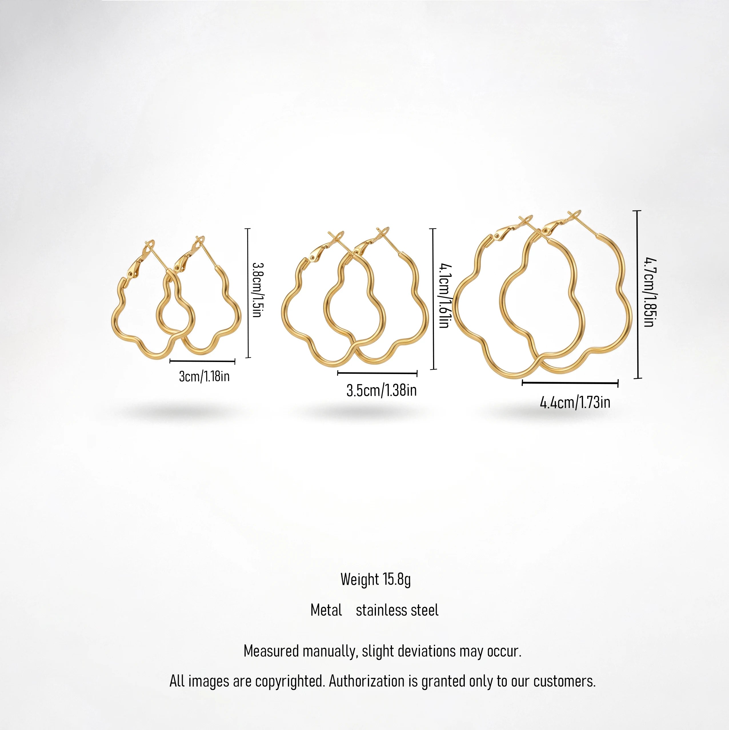 QIAOREN 13205 Gold Plated Organic Wave Hoop Earrings for Women Stainless Steel Irregular Statement Fashion Jewelry