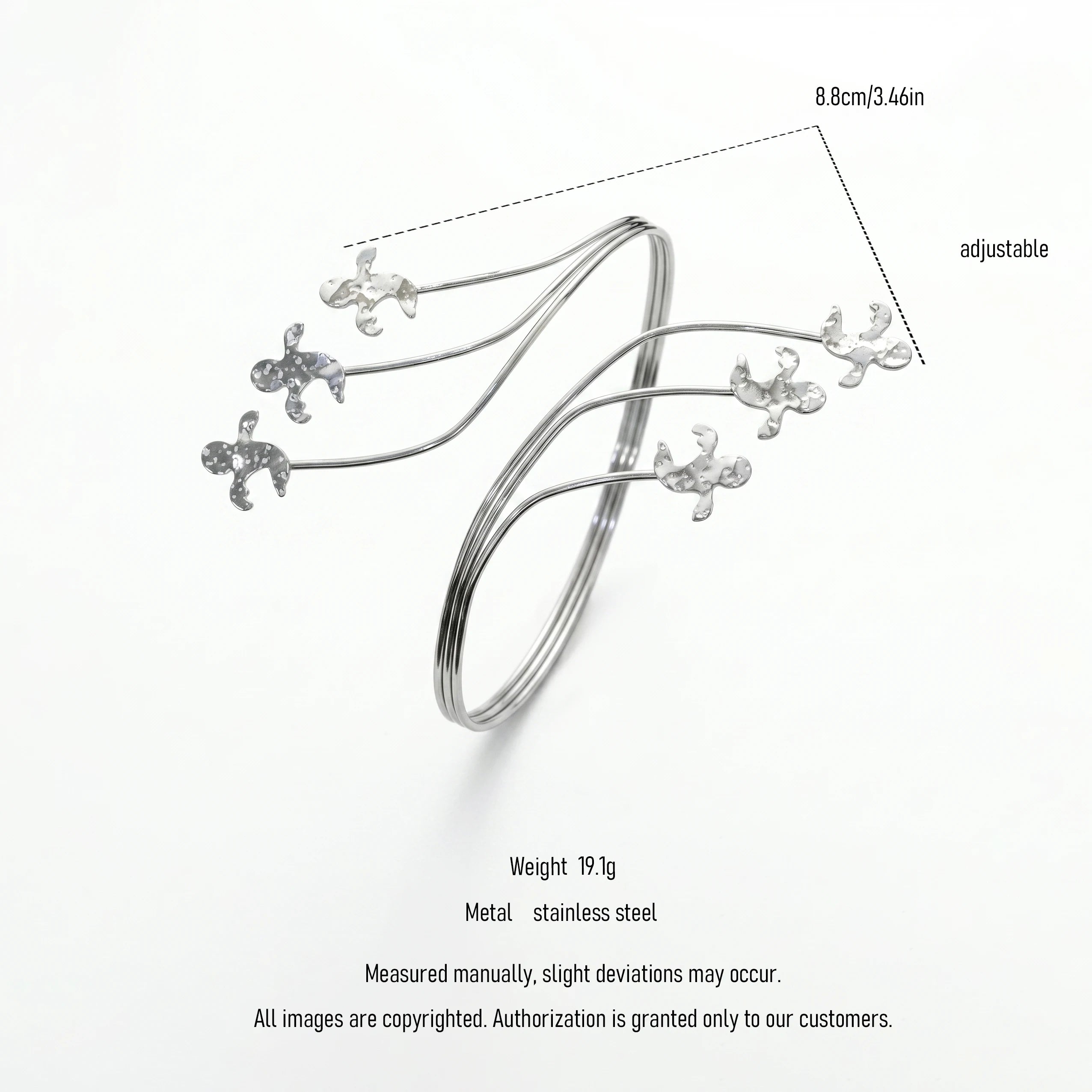 QIAOREN 12824 Silver Little People Upper Arm Bracelet Adjustable Fairycore Armlet Stainless Steel Multi Layer Festival Bangle