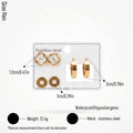 QIAOREN 14483 3 Pairs Gold Stainless Steel Earrings Set, Shell Clover Studs, Retro Greek Key Circle Studs & Thick Hoop Earrings