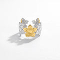 QIAOREN 12938-42 18K Gold Plated 316L Stainless Steel Two Tone Snake Star Adjustable Rings Set Tarnish Free Waterproof Jewelry