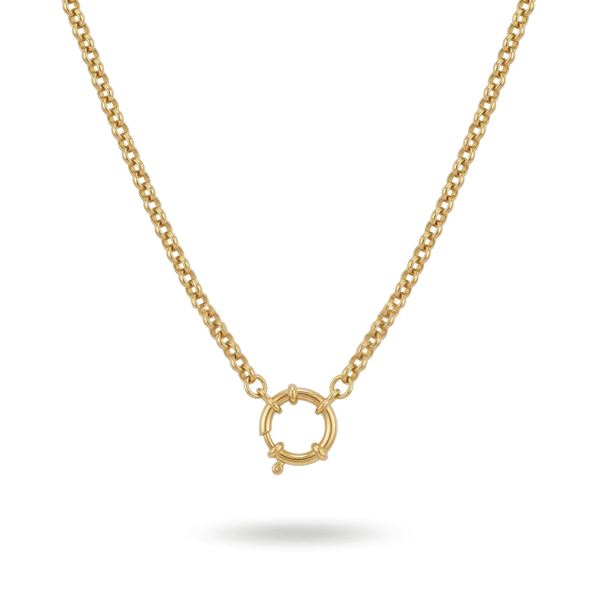 QIAOREN 11333 18K Gold Plated Solid Bean Chain Choker Necklace Stainless Steel Tarnish Free Waterproof Jewelry