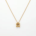 QIAOREN 13952 Stainless Steel Abstract Flower Pendant Necklace Gold Minimalist Waterproof Geometric Jewelry for Women