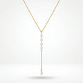 QIAOREN 13161 Gold Plated Pearl Y Necklace Stainless Steel Dainty Lariat Necklace Minimalist Pendant Jewelry for Women