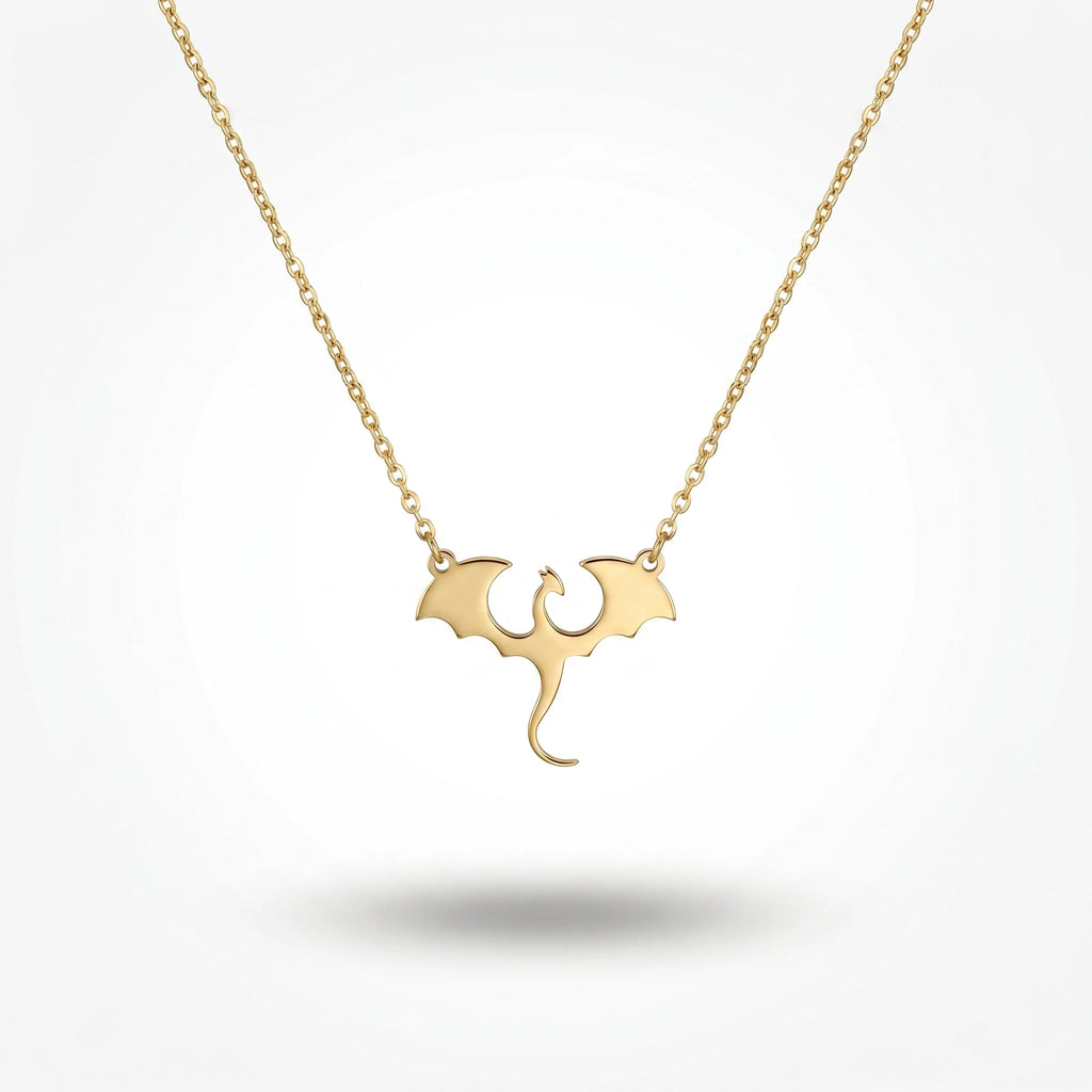 QIAOREN 11259 Gothic Mini Dragon Necklace 18K Gold Plated Stainless Steel Tarnish Free Waterproof Jewelry for Women