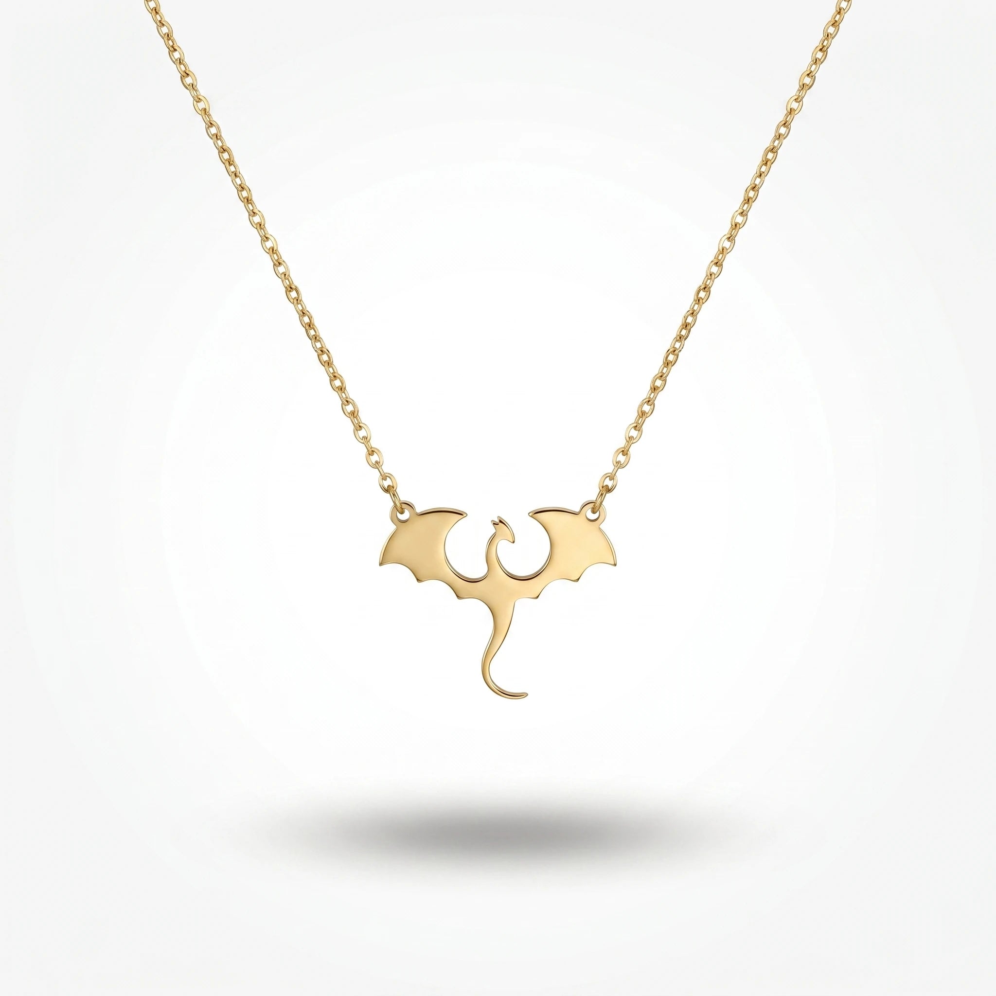 QIAOREN 11259 Gothic Mini Dragon Necklace 18K Gold Plated Stainless Steel Tarnish Free Waterproof Jewelry for Women