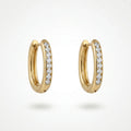 QIAOREN 12343 Women Gold Plated Stainless Steel Rectangle Hoop Earrings Single Row Cubic Zirconia Huggie Hoops Daily Jewelry