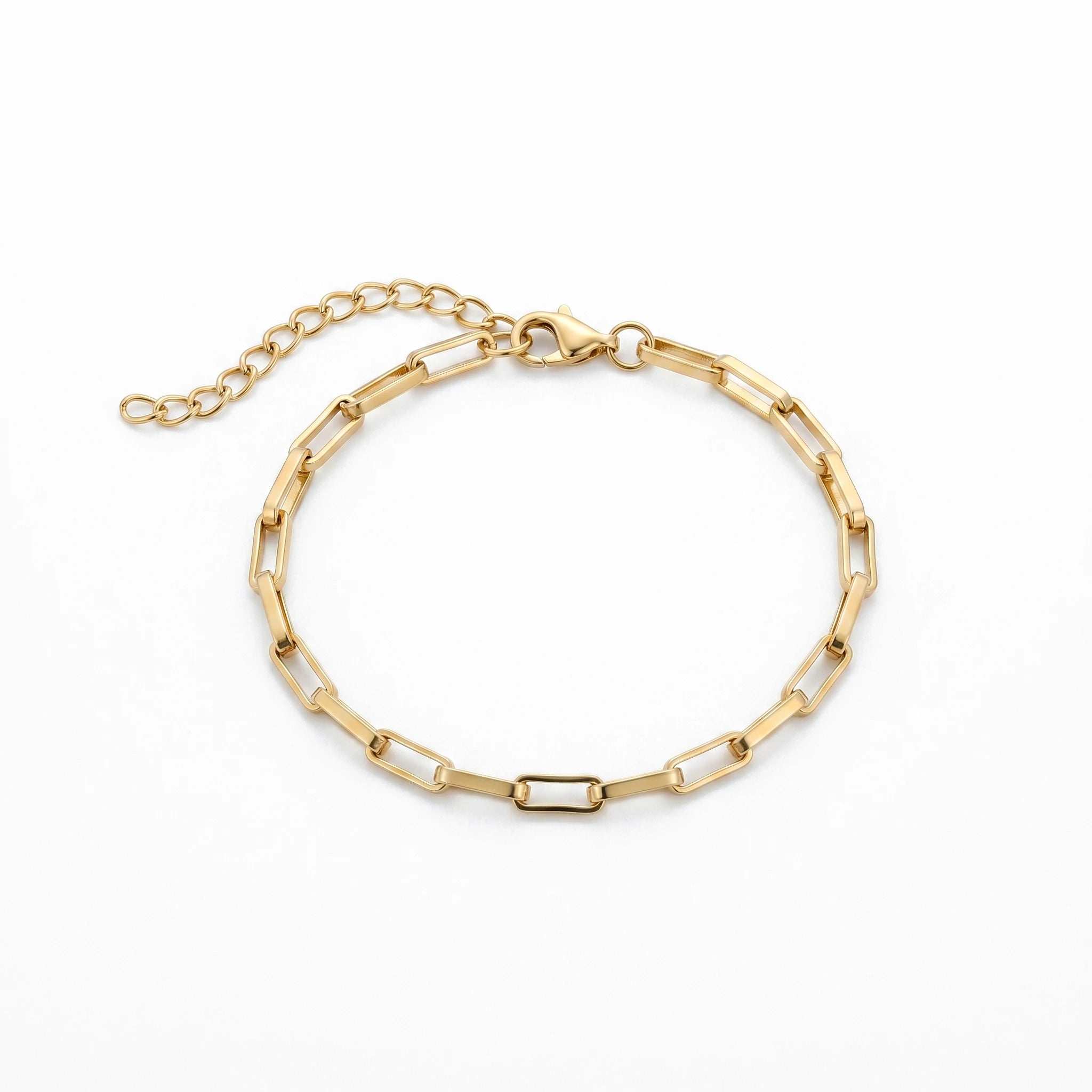 QIAOREN 11051 Chic Gold Paperclip Bracelet Waterproof Stainless Steel Fashion Jewelry European American Style