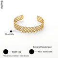 QIAOREN 14117 Stainless Steel Woven Open Cuff Bracelet Gold Lattice Waterproof Jewelry OEM ODM