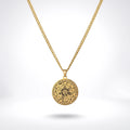 QIAOREN 11757 Anti-Tarnish 18K Gold Plated  Seven Archangel Stainless Steel Christian Solomon Pentagram Necklace