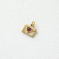 QIAOREN 12437-48   12 Birthstone Envelope Drop Earrings, Gold Plated Stainless Steel Love Letter Studs