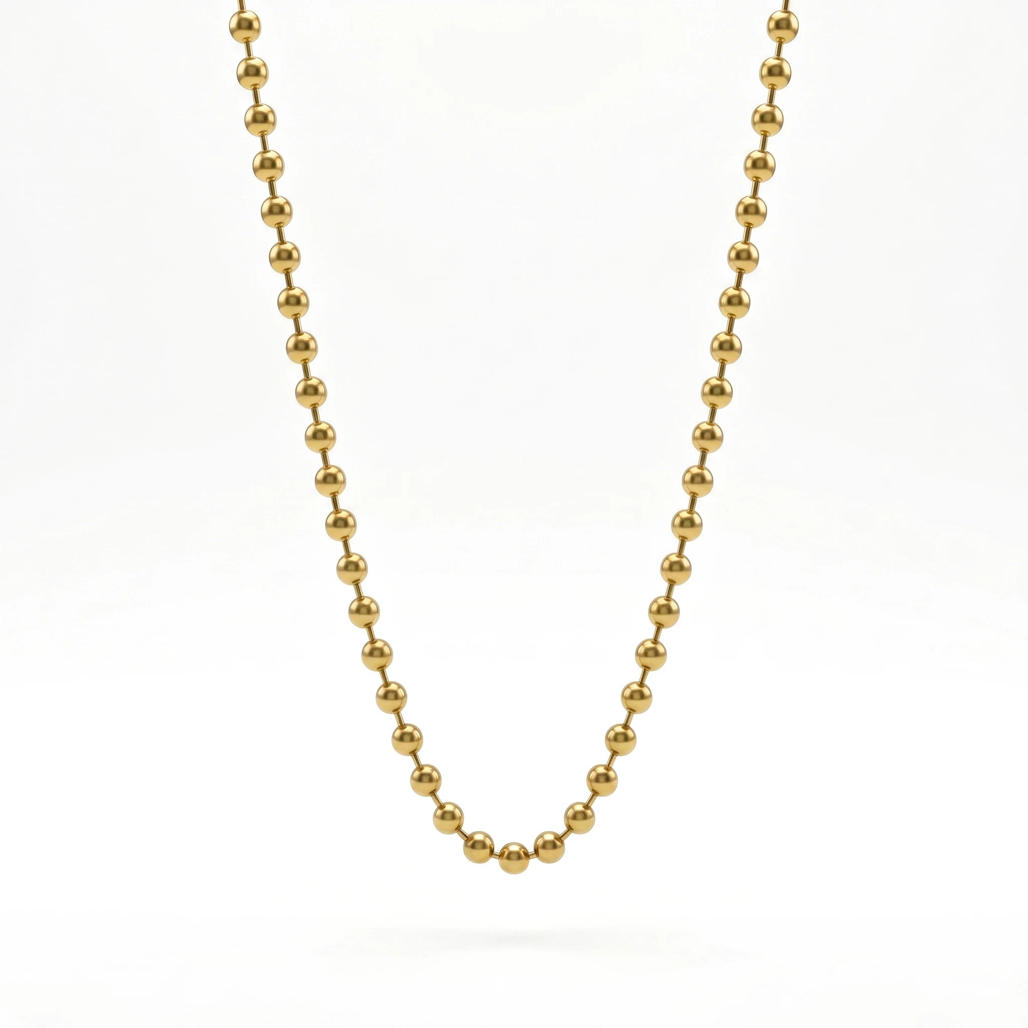 QIAOREN 11845 Minimalist Chunky Gold Bead Chain Choker 18K Gold Stainless Steel Sleek Polished Everyday Wear Layering Jewelry