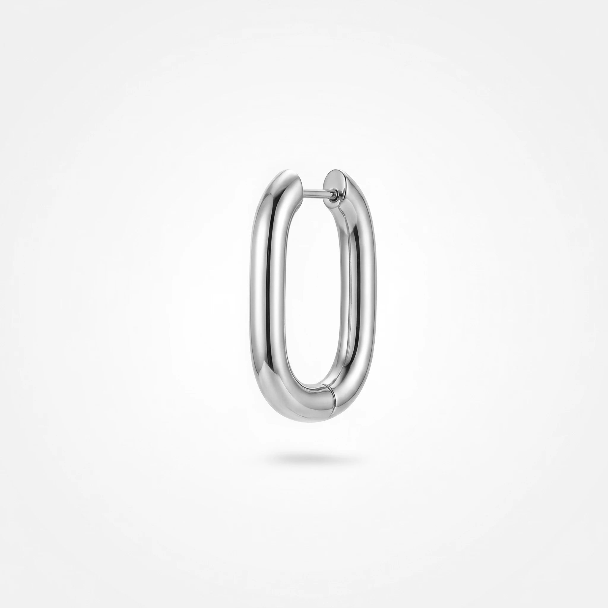 QIAOREN 12603 Chunky Long Oval Tube Hoop Earrings Tarnish Proof Stainless Steel Gold Snap Ear Hoops Minimal Geometric Jewelry