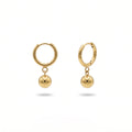 QIAOREN 13440 Smooth Ball Dangle Huggie Stud Gold Tone Drop Earrings Trend Stackable Daily Women Casual Party Ear Jewelry Gift