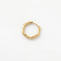 QIAOREN 12607 Dainty Shiny Rounded Hexagon Geometric Huggie Earrings 316L Stainless Steel No Fade Gold Plated Hoop Jewelry Gift