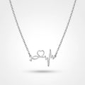 QIAOREN 11814 Waterproof Stethoscope Heartbeat Pendant Necklace 18K Gold Stainless Steel All-Day Wear Medical Themed Jewelry