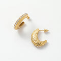 QIAOREN 12521Ready Ship Platinum Plated Elegant Hammered Pave Crystal Geometric Drop Statement Earrings Women's Engagement