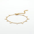 QIAOREN 13283 Gold Plated Stainless Steel Geometric Bar Charm Bracelet Minimalist Dangle Chain Bracelet for Women