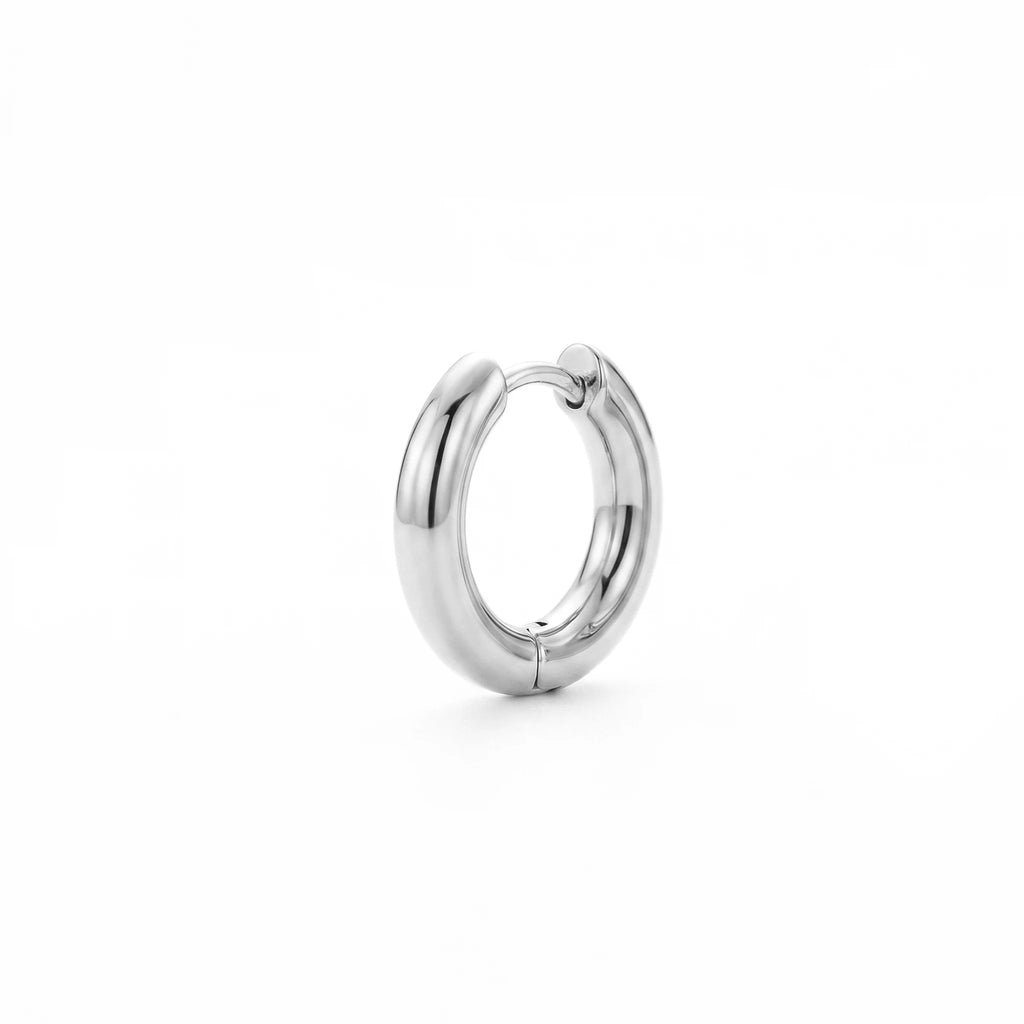 QIAOREN 12589 High Polished Thick Tube Round Huggie Hoop Earrings 18K PVD Gold Stainless Steel Hypoallergenic Circle Ear Buckle