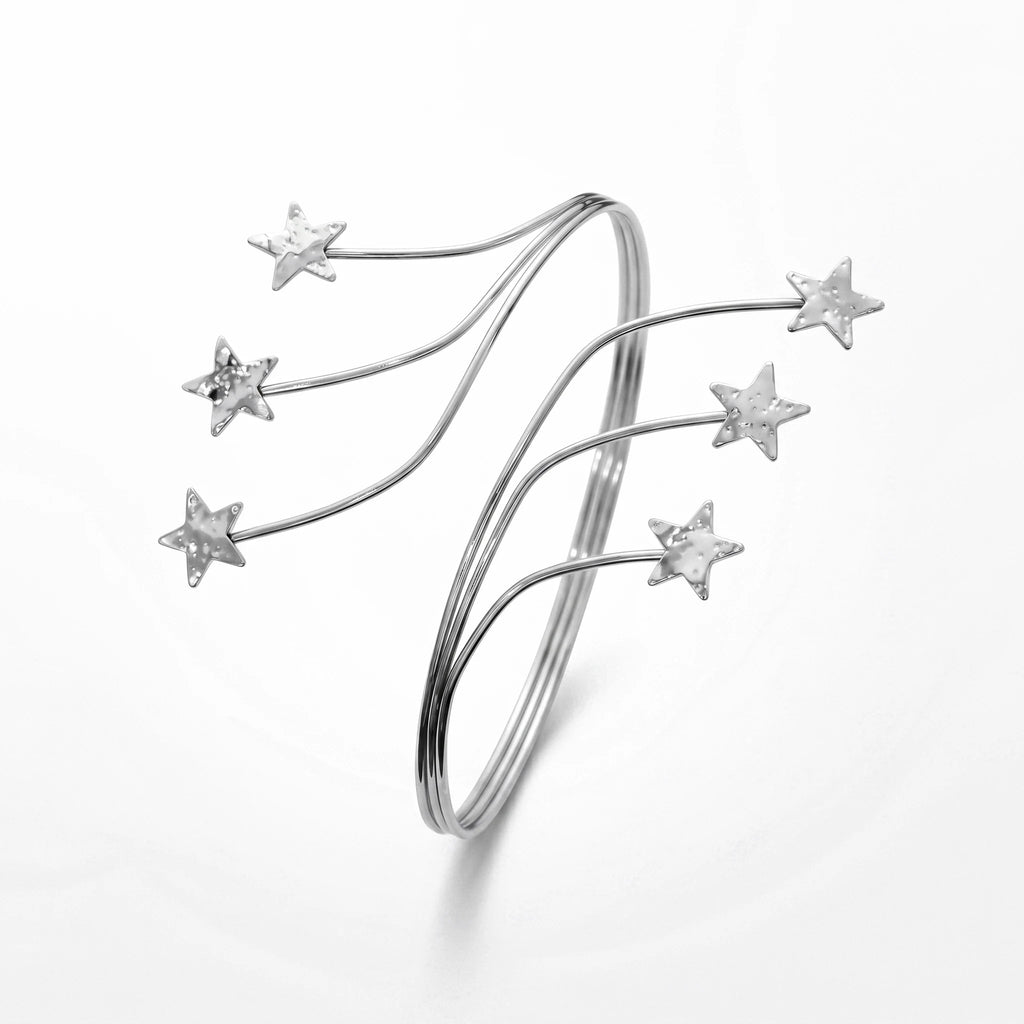 QIAOREN 12823 Celestial Meteor Upper Arm Bracelet Starry Armlet Adjustable Y2K Jewelry Stainless Steel Statement Cuff