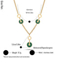 QIAOREN 14417 Paved CZ Concentric Circle Pendant Curb Chain Necklace, Stainless Steel Necklace Jewelry Gift