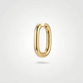 QIAOREN 12603 Chunky Long Oval Tube Hoop Earrings Tarnish Proof Stainless Steel Gold Snap Ear Hoops Minimal Geometric Jewelry