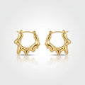 QIAOREN 13260 18K Gold PVD Plated Stainless Steel Hollow Four Pointed Wave Earrings Smooth Polished Wave