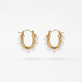 QIAOREN 12316 Elegant French Retro U-Shaped Pearl Earrings Gold Stainless Steel Hinged Horseshoe Huggies Statement Jewelry Women